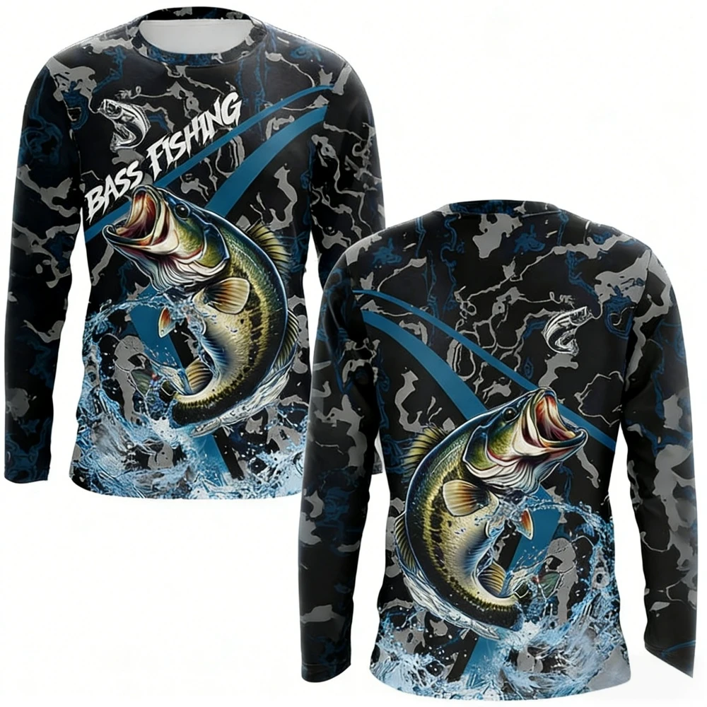 Rash Guard - Herren-Anglerhemd, langärmelig, mit UV-Schutz, schnelltrocknend, leicht,