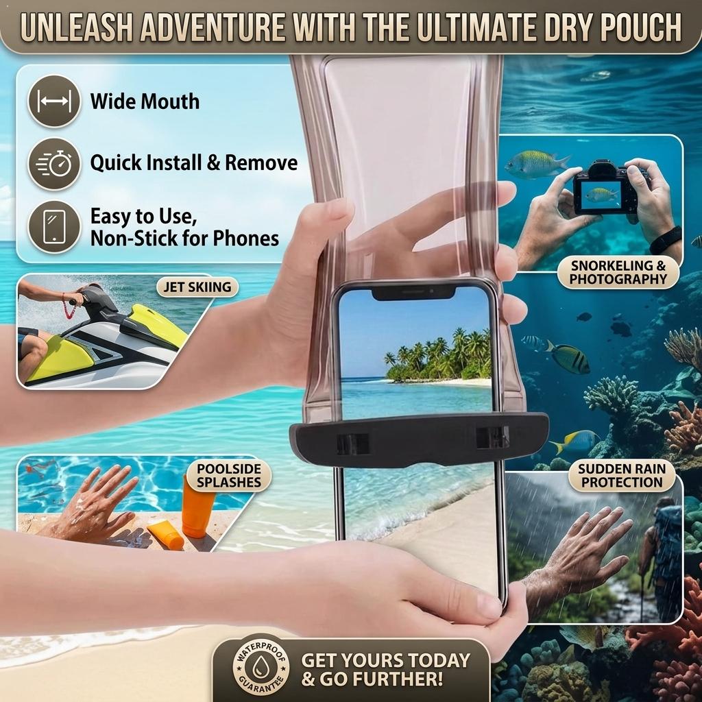 Dry Bag Waterproof - Transparente wasserdichte Handyhülle, Trockentasche für iPhone,