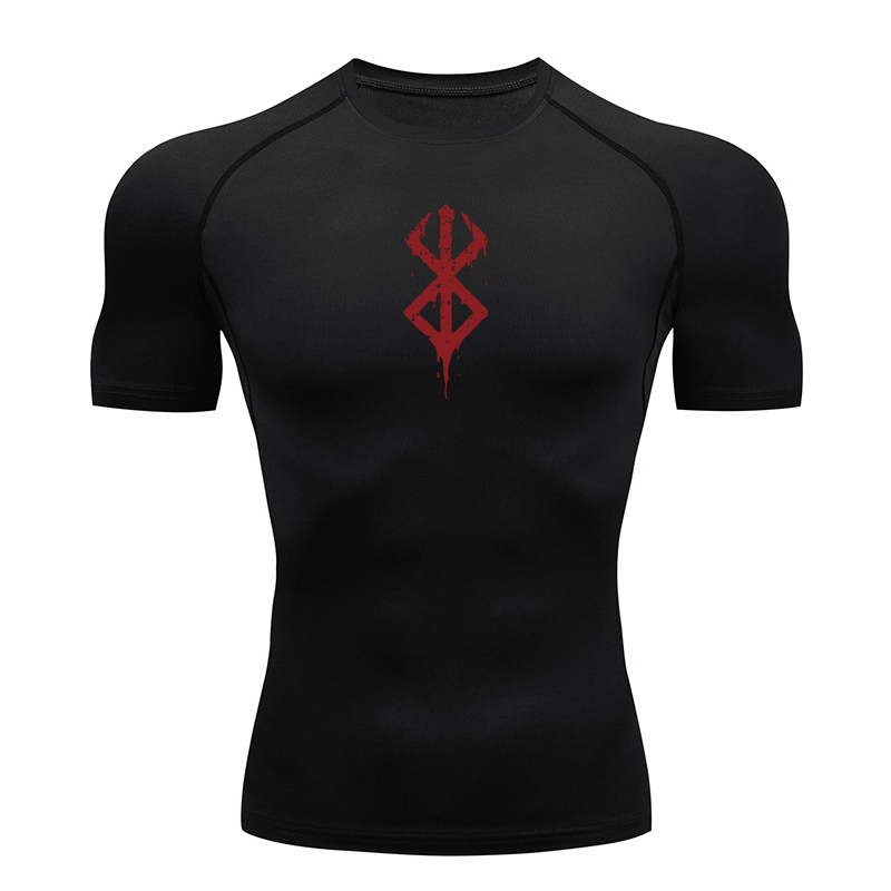 Rash Guard - Herren Kompressions-Shirts mit Print, Sommer Kurzarm