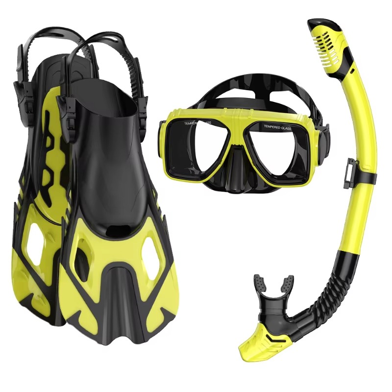 Swim Fins - Professionelles 3-teiliges Schnorchel-Tauchset Silikonmaske Schnorchelrohr &
