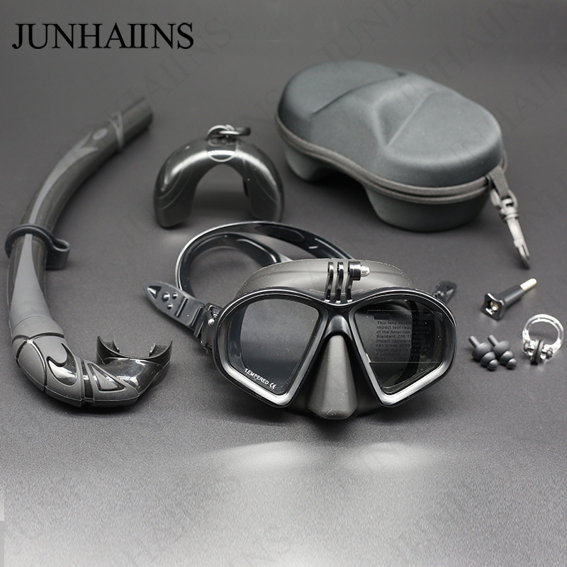 Snorkel Set - Nass-Tauchmaske mit Geringem Volumen, Gehärtetes Glas,