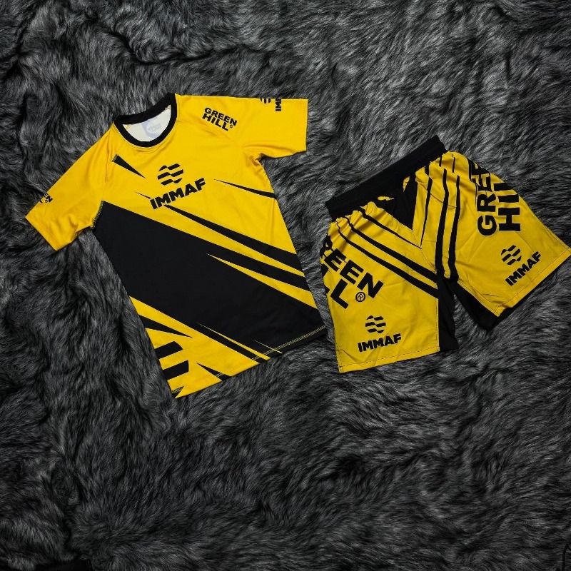 Rash Guard - 2026 Neues IMMAF Sportset Herren Schwarz-Rosa