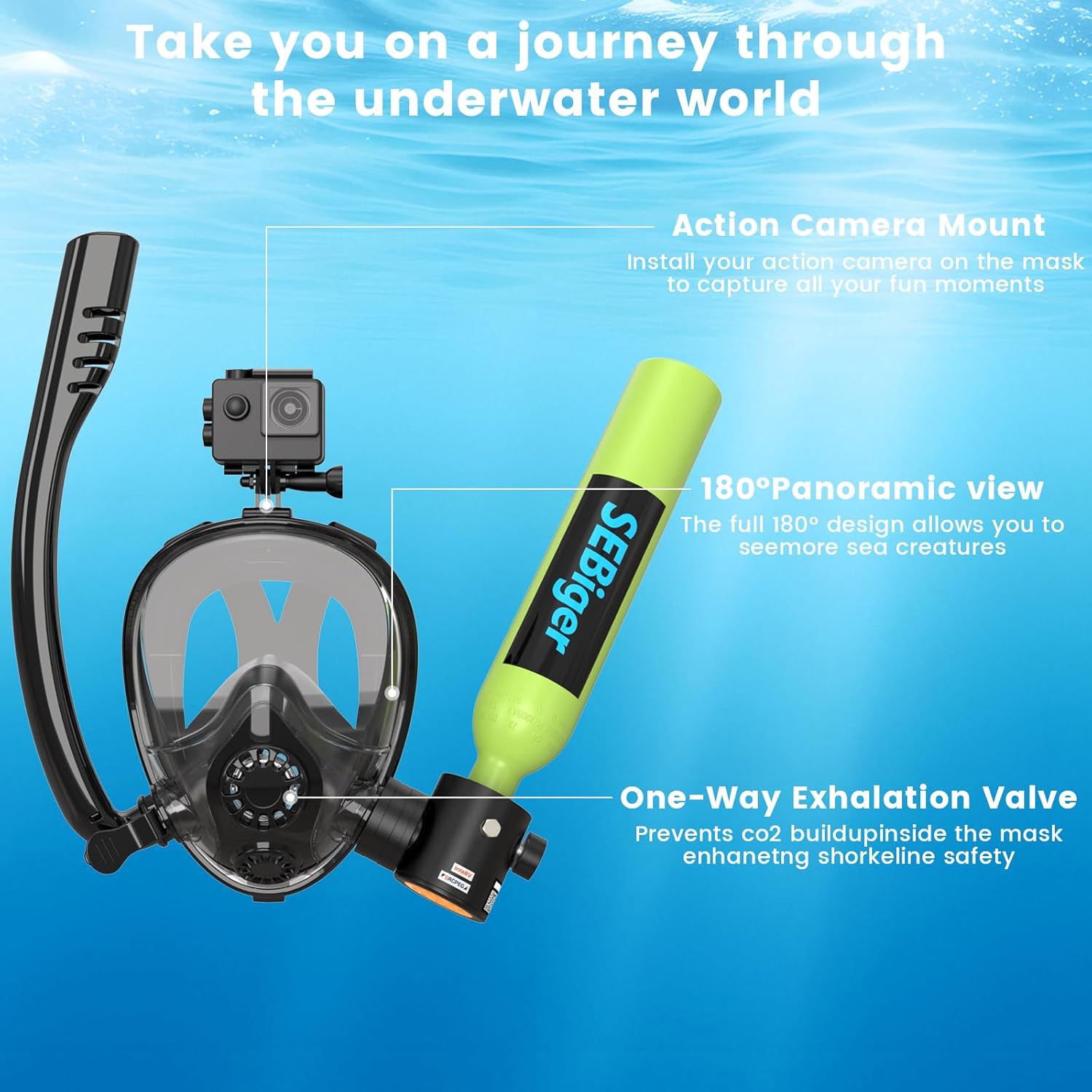 Mini-Tauchflasche 0,5L mit Vol – Snorkel Set Bewertung und Preis